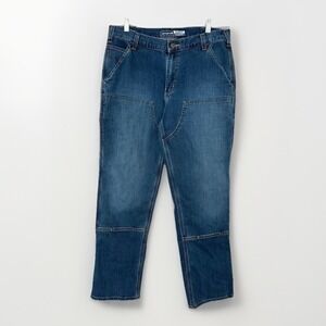 Carhartt Jeans Men 34x30 Relaxed Blue Rugged Flex Double Knee Utility BD3329-M
